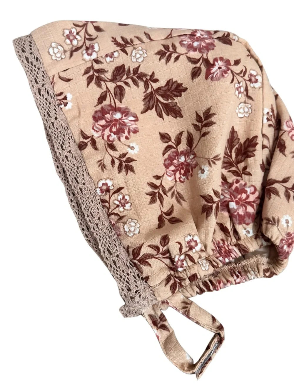 Nicole Miller Beige Floral Ruffle Long-Sleeve Baby One-Piece